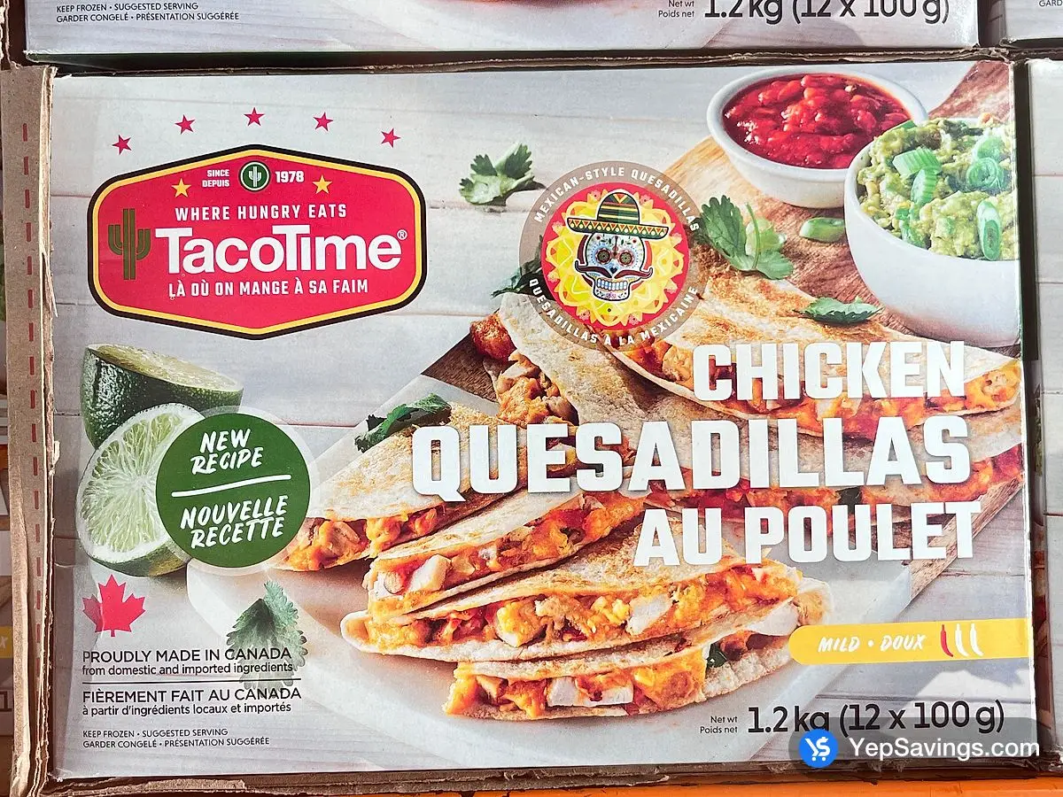 Costco TACO TIME CHICKEN QUESADILLAS 12 x 100 g - Canada (ITM 2668141)