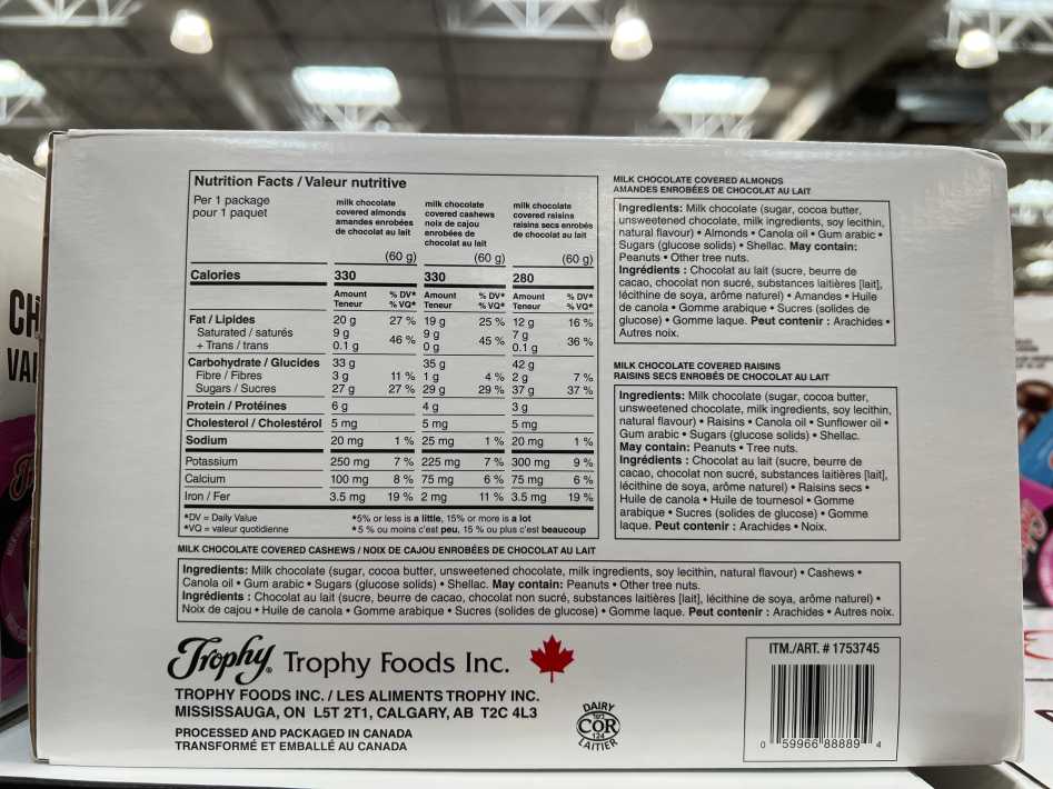 TROPHY FOODS CHOCOLATE VARIETY 24 X 60 ITM 1753745 at Costco