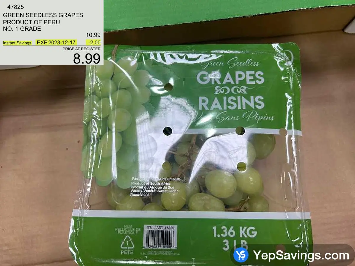 Green Seedless Grapes, 1.36kg