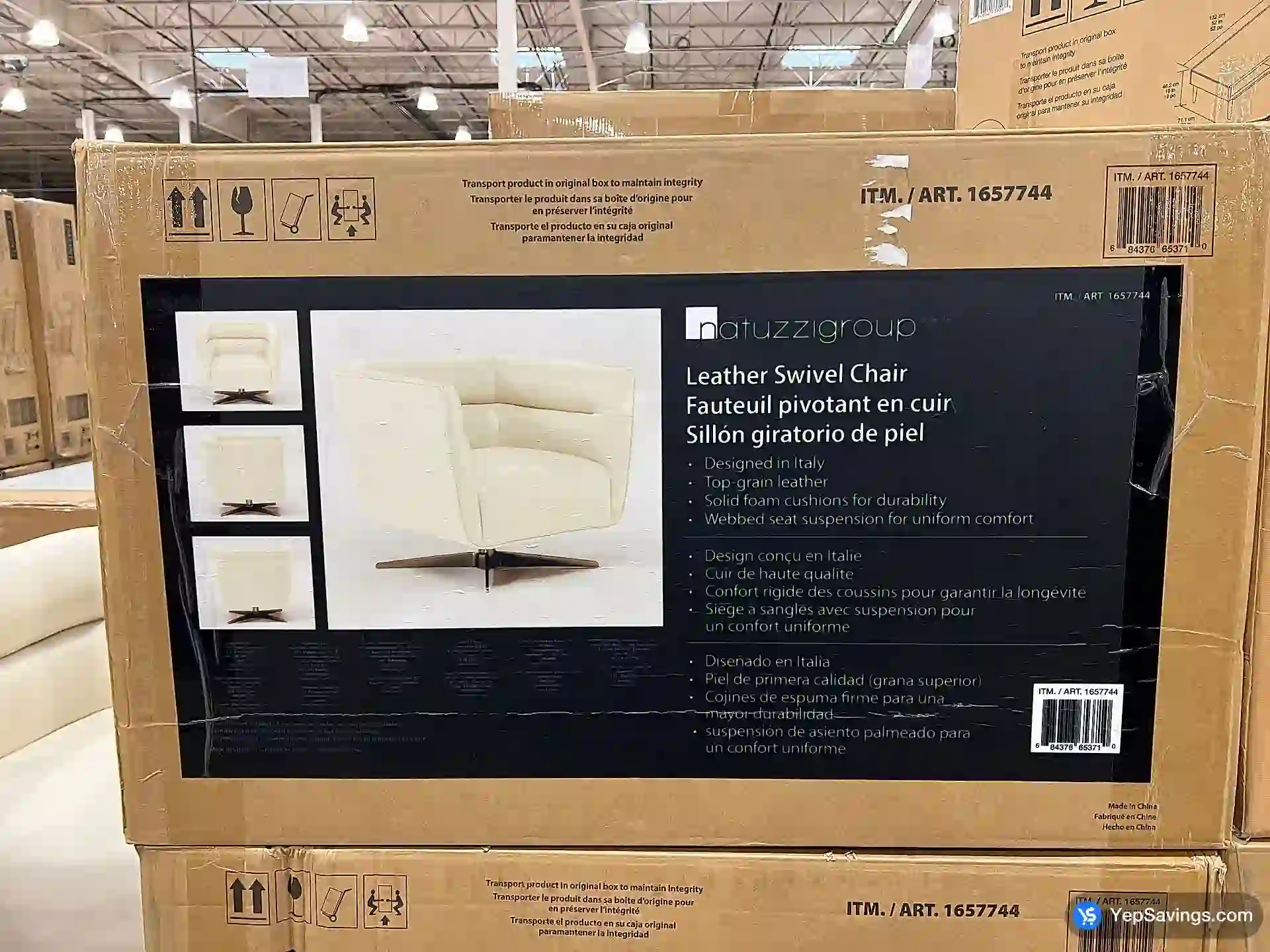 Costco NATUZZI LEATHER SWIVEL CHAIR CREAM - Canada (ITM 1657744)