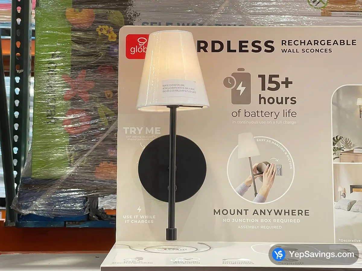 Costco GLOBE ELECTRIC LED WALL SCONCE RECHARGEABLE 2PK - Canada (ITM 1806224)