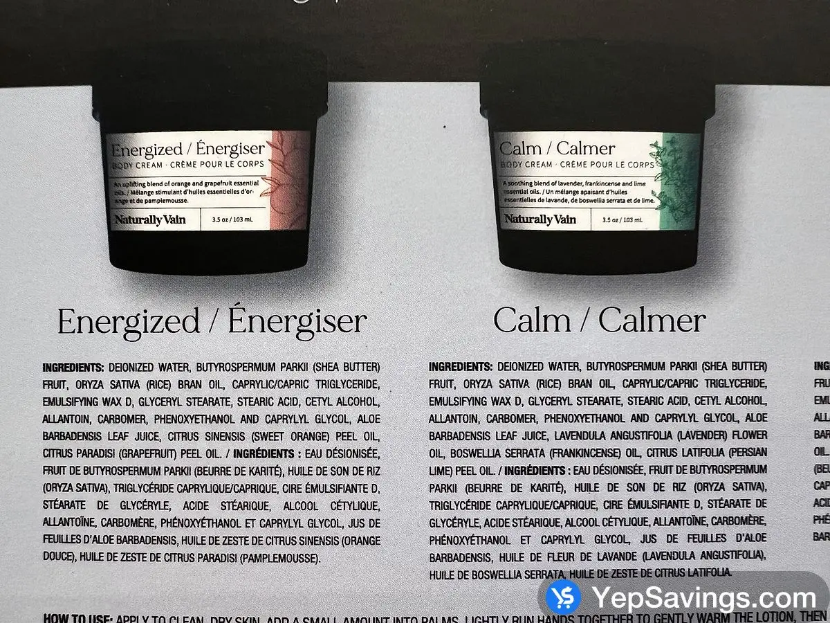 NATURALLY VAIN ESSENTIAL OIL CREAM 5 x 70g ITM 1739784 at Costco