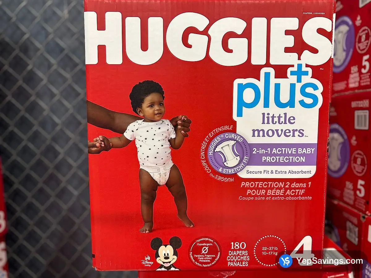 Costco HUGGIES LITTLE MOVERS DIAPERS SIZE 4 PACK OF 180 - Canada (ITM 1914460)
