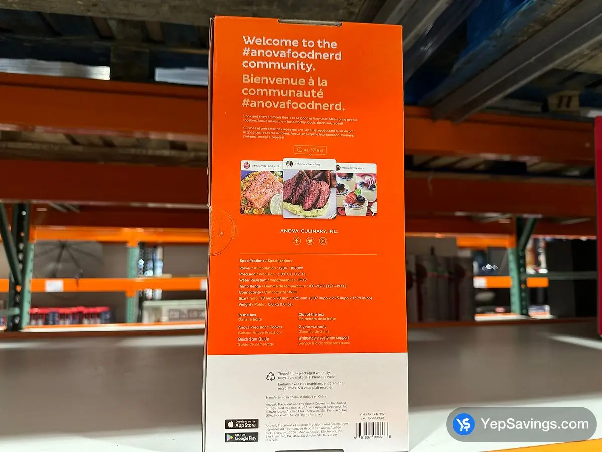 Costco ANOVA SOUS VIDE PRECISION COOKER - Canada (ITM 2377500)