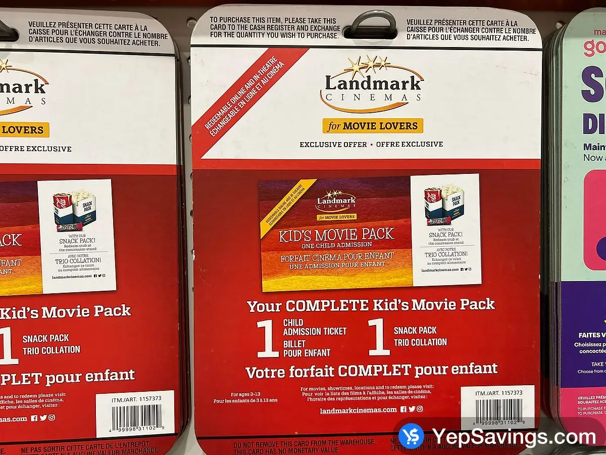 Costco LANDMARK CINEMAS KID'S MOVIE PACK ITEM IS NON-REFUNDABLE - Canada (ITM 1157373)
