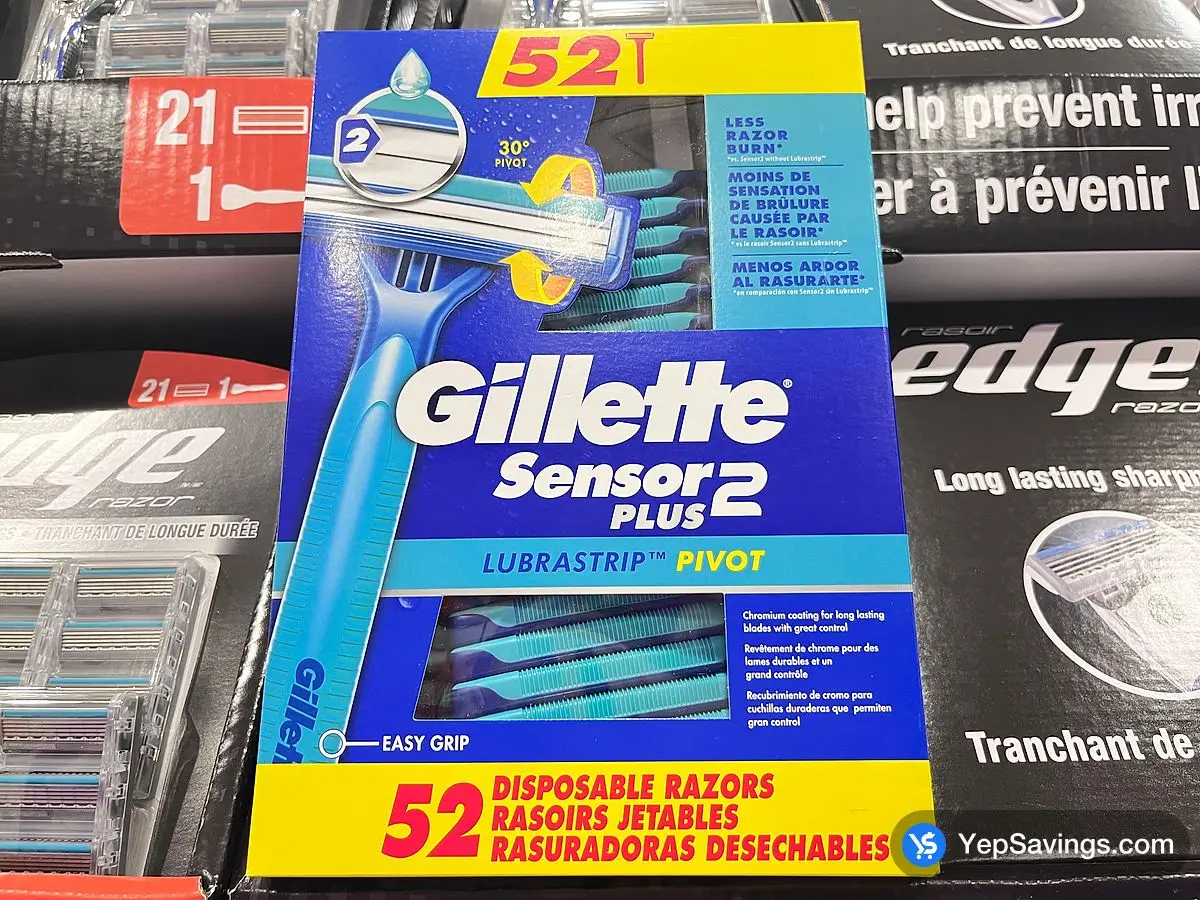 GILLETTE SENSOR 2 PLUS DISPOSABLE RAZORS PACK OF 52 ITM 934314 at Costco