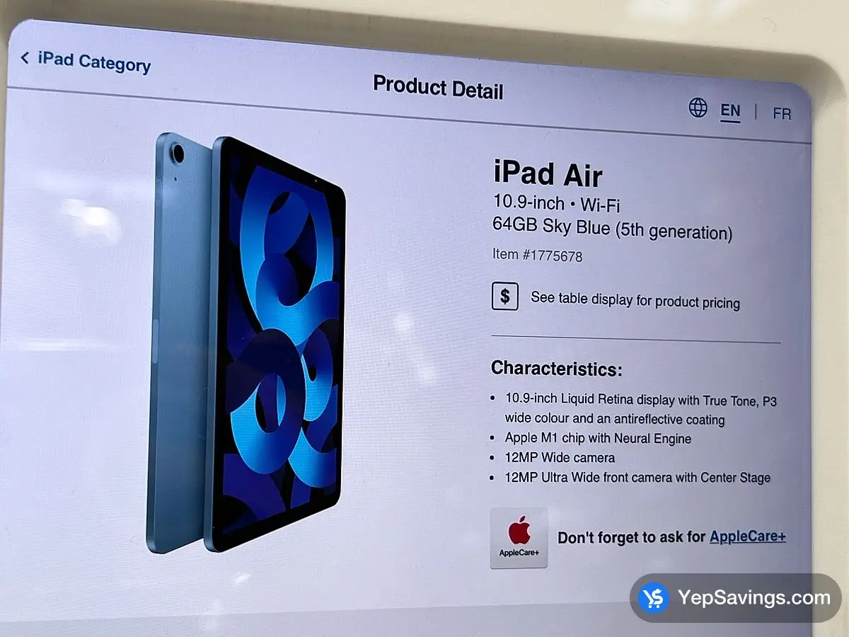 Costco APPLE IPAD AIR 5TH GEN 64GB 10.9 in. Blue - Canada (ITM 1775678)