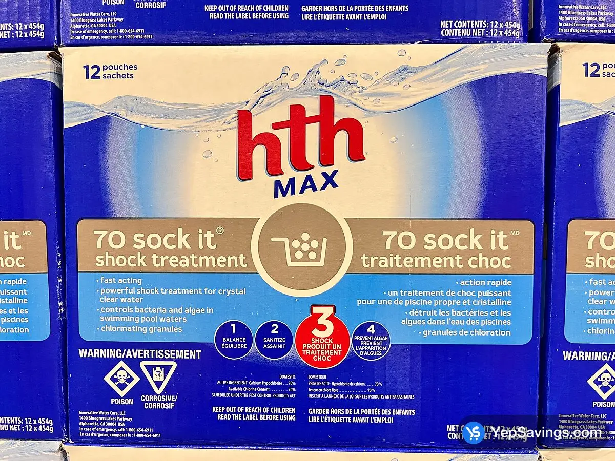 Costco HTH SHOCK TREATMENT 12 X 454 G POUCHES 70% AVAILABLE CHLORINE - Canada (ITM 1110962)