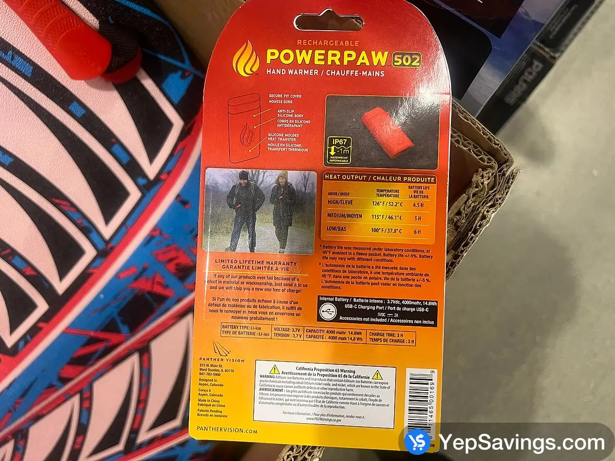 Costco POWERPAW 502 RECHARGEABLE HAND WARMER - Canada (ITM 1784740)