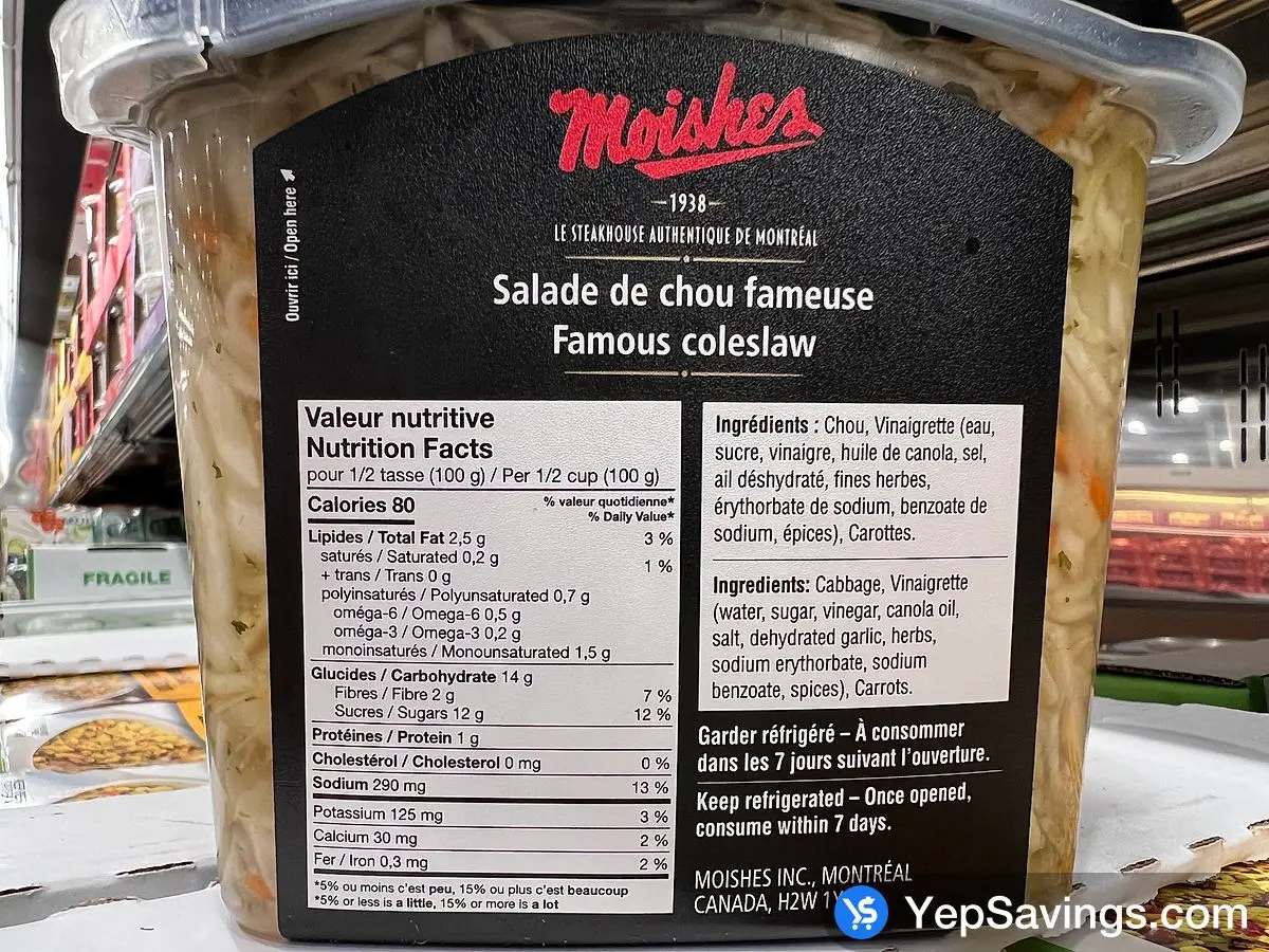 Costco MOISHES COLESLAW 1.4 kg - Canada (ITM 136353)