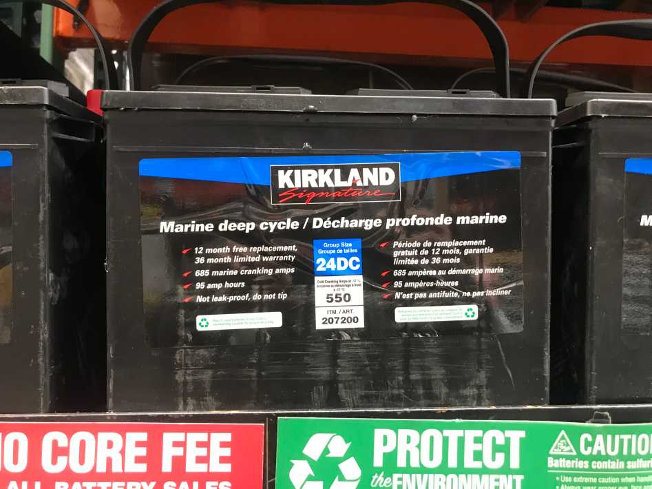 Costco KIRKLAND SIGNATURE 12V DC MARINE BATTERY 24DC 12/36 MONTH WARRANTY - Canada (ITM 207200)
