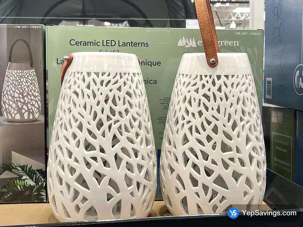 Costco EVERGREEN CERAMIC LED LANTERN 2 PACK - Canada (ITM 1768231)