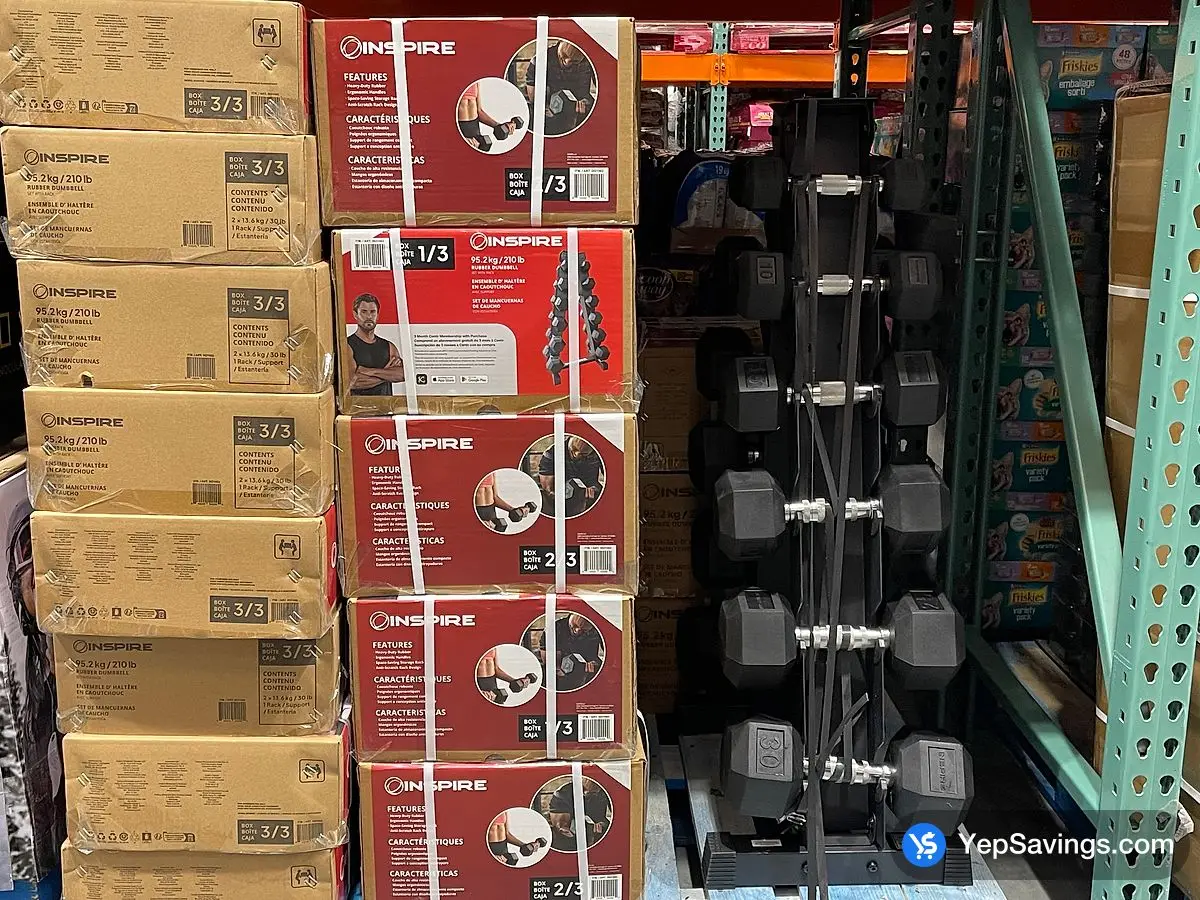 Costco INSPIRE FITNESS DUMBBELLS WITH STAND 3 BOXES - Canada (ITM 2621062)
