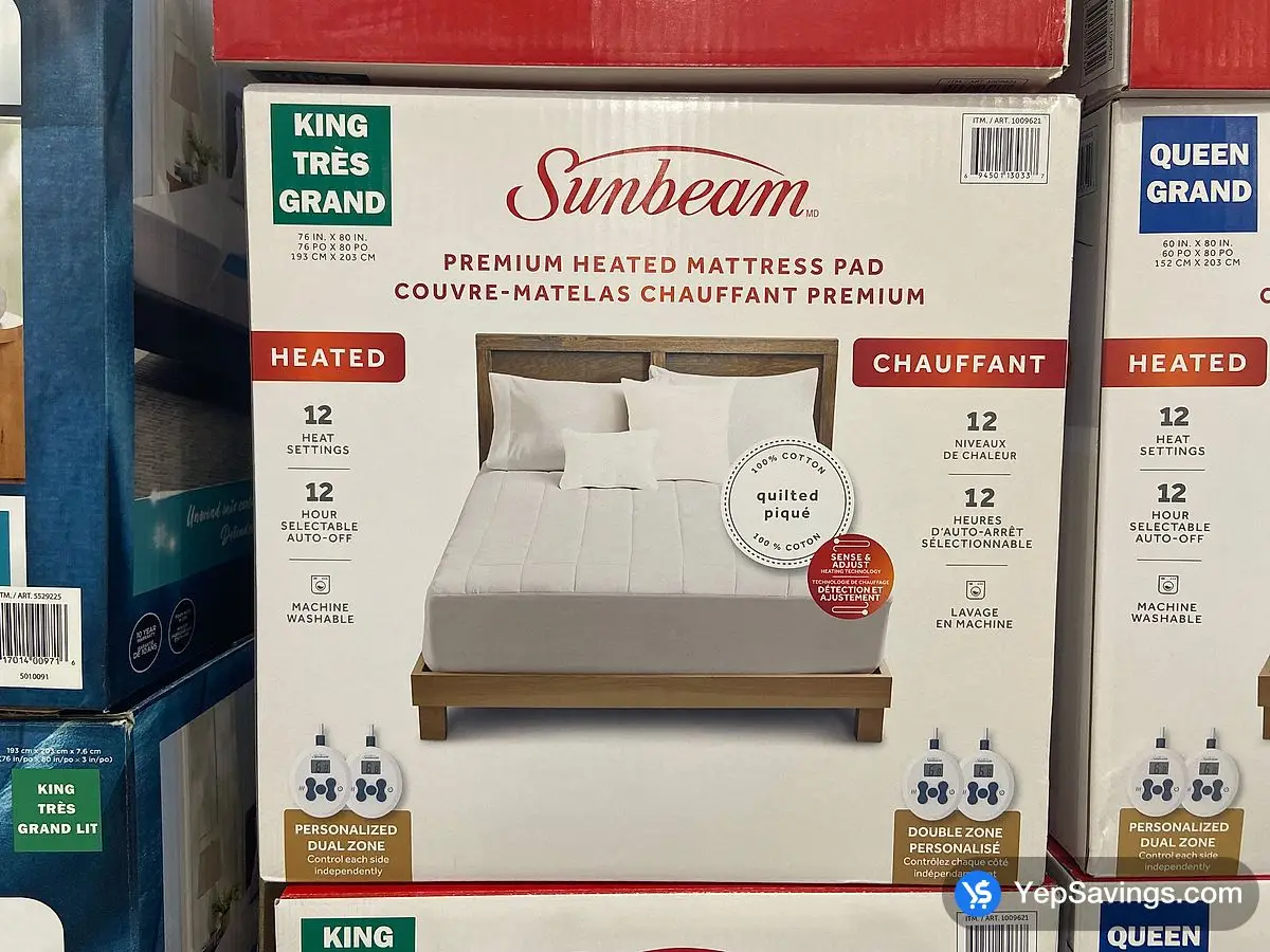 Costco SUNBEAM HEATED MATTRESS PAD KING 76 " X 80 " - Canada (ITM 1009621)