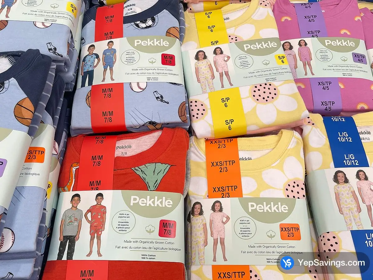 Costco PEKKLE 4PC ORGANIC COTTON PJ KIDS SIZES 2 / 3-10 / 12 - Canada (ITM 2612412)