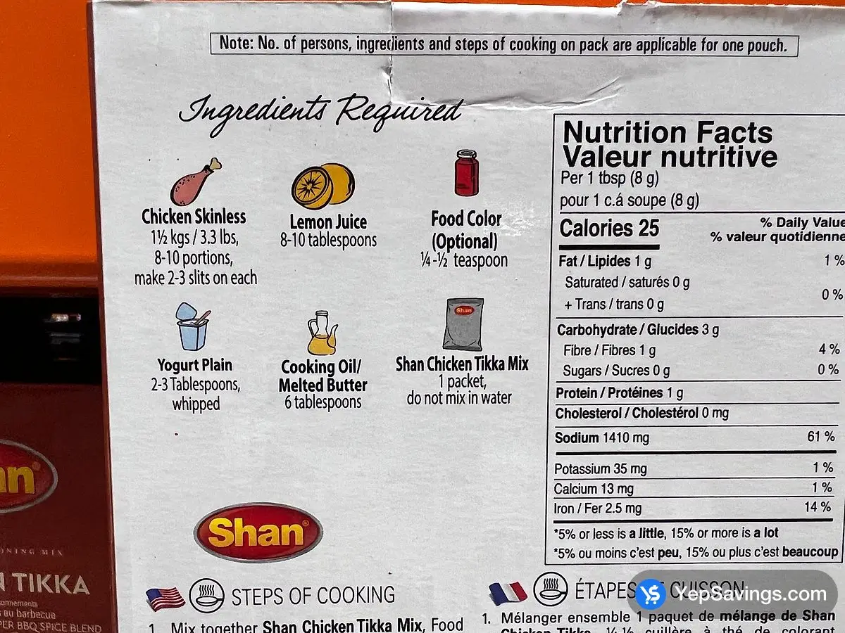 Costco SHAN CHICKEN TIKKA MASALA 4 x 50 g - Canada (ITM 1772730)