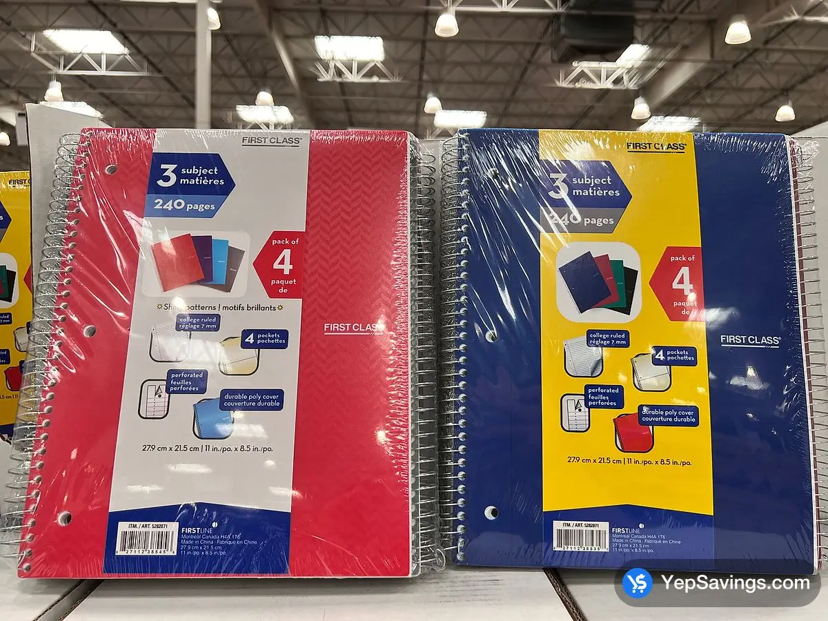 Costco FIRST CLASS 3 SUBJECT NOTEBOOK PACK OF 4 - Canada (ITM 5282871)