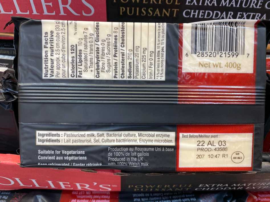 COLLIER'S WELSH CHEDDAR 400g ITM 197353 at Costco