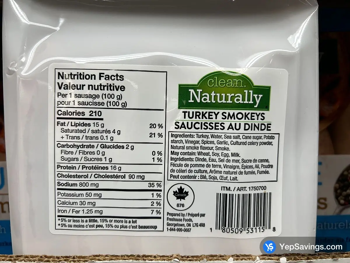 CLEAN GOURMET TURKEY SAUSAGES 2 x 500 g ITM 1750700 at Costco