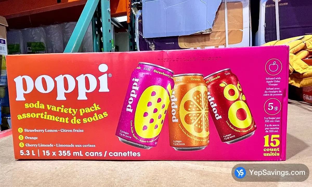 Costco POPPI SODA VARIETY PACK 15 x 355 mL - Canada (ITM 1839396)
