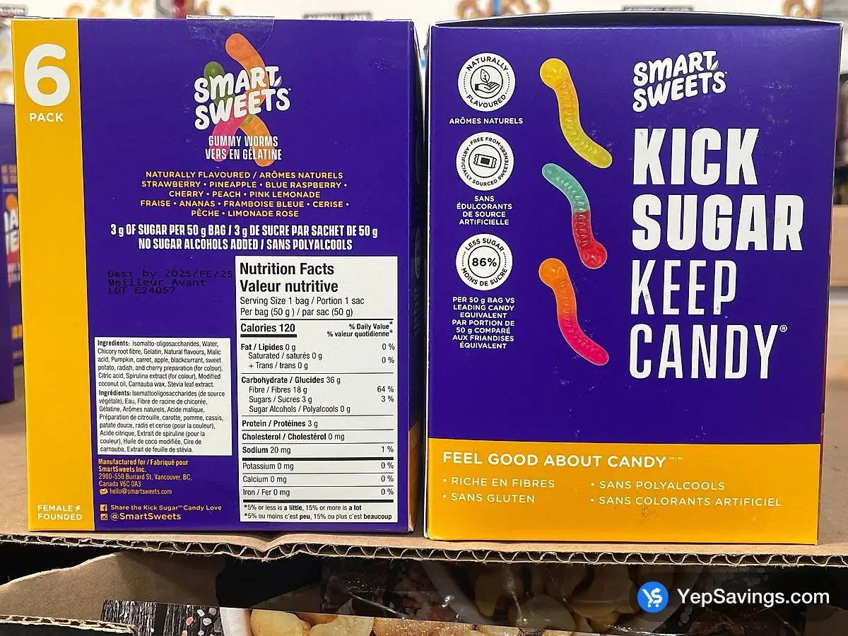 Costco SMART SWEETS GUMMY WORMS 6 x 50 g - Canada (ITM 1768073)