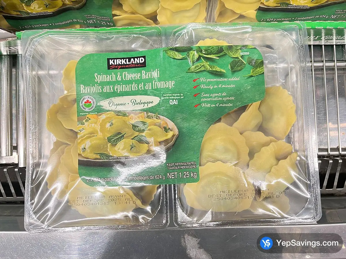 Costco KIRKLAND SIGNATURE SPINACH & CHEESE RAVIOLI 2 x 624 g - Canada (ITM 6101960)
