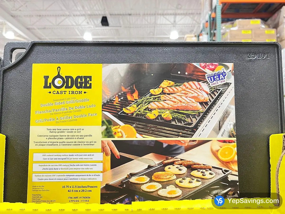 Costco LODGE CAST IRON DOUBLE SIDED GRILL 42.5 cm x 29.2 cm - Canada (ITM 1760836)