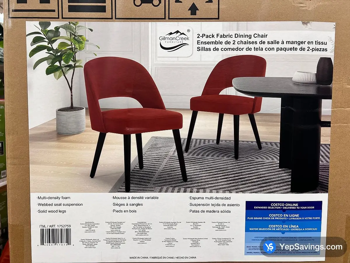 Costco GILMAN CREEK - KOBE DINING CHAIRS , ORANGE PACK OF 2/1 BOX - Canada (ITM 1752759)