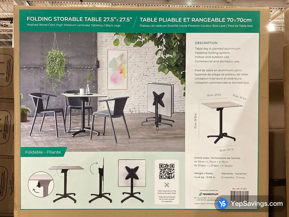 Costco RESOL BISTRO TABLE 27.5 " x 27.5 " - Canada (ITM 2412347)