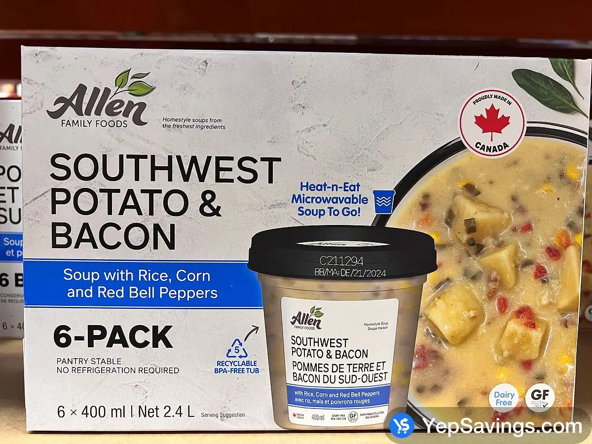 ALLEN FAMILY FOODS POTATO BACON SOUP 6 x 400 ml ITM 1756947 at Costco