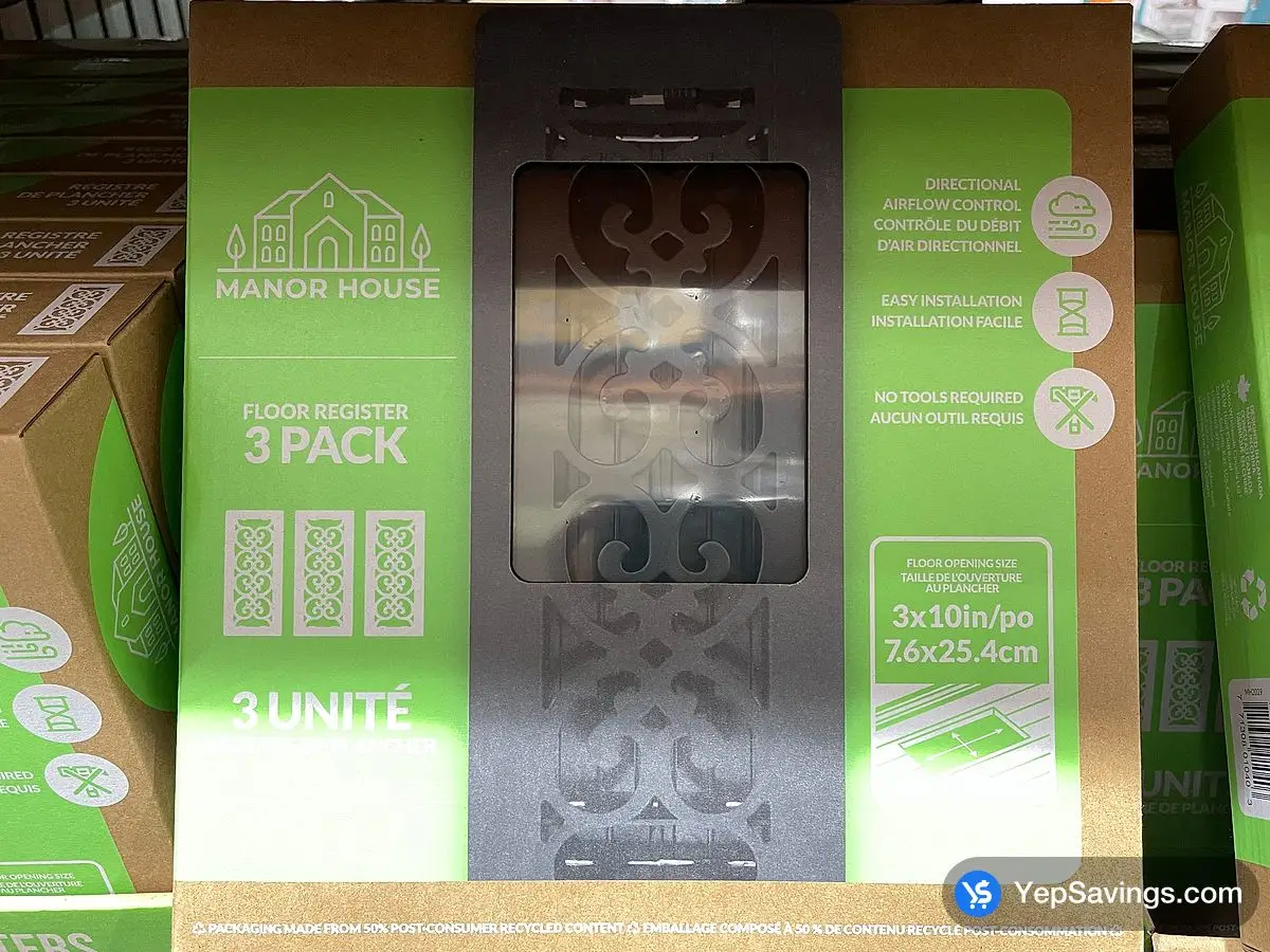 Costco MANOR HOUSE FLOOR REGISTERS 3" X 10" PACK OF 3 - Canada (ITM 3333310)