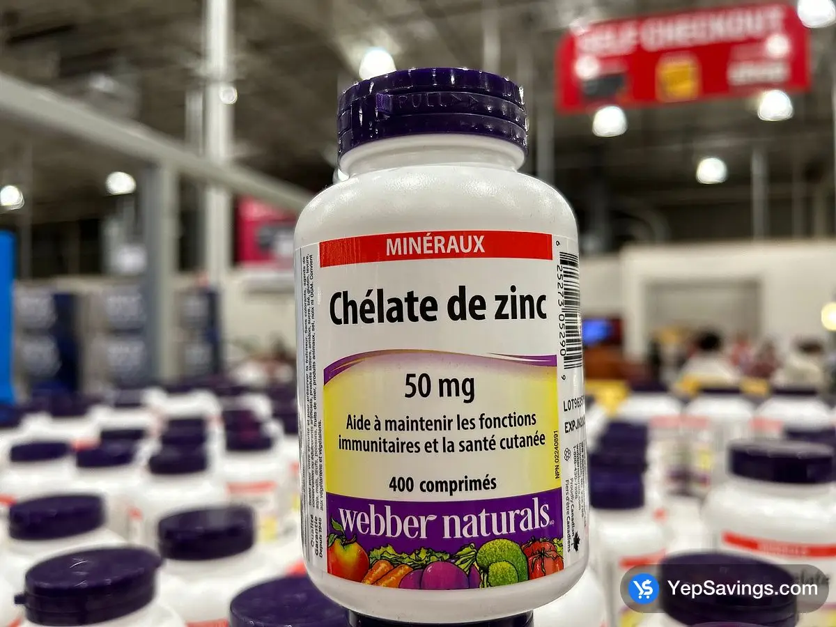 Costco WEBBER NATURALS ZINC CHELATE 50MG 400 CAPSULES - Canada (ITM 4593459)