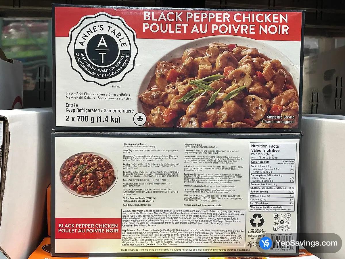 Costco ANNE'S TABLE BLACK PEPPER CHICKEN 2 x 700 g - Canada (ITM 1831307)