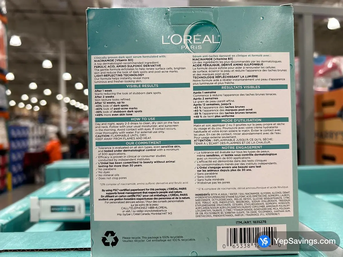 Costco L'ORÉAL PARIS NIACINAMIDE SERUM 2 x 30 mL - Canada (ITM 1835278)