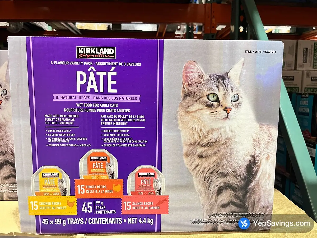 Costco KIRKLAND SIGNATURE WET CAT PATE VARIETY 45 x 100 g - Canada (ITM 1647381)