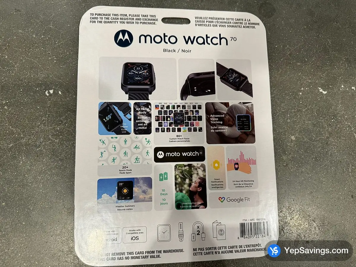 Costco MOTOROLA MOTO M70 SMARTWATCH ROSE GOLD - Canada (ITM 1891203)