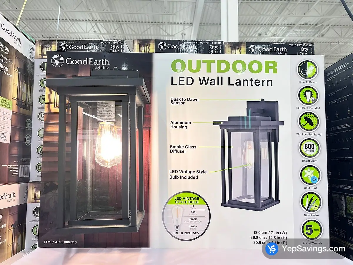 Costco GOOD EARTH LED WALL LANTERN OUTDOOR USE - Canada (ITM 1806310)