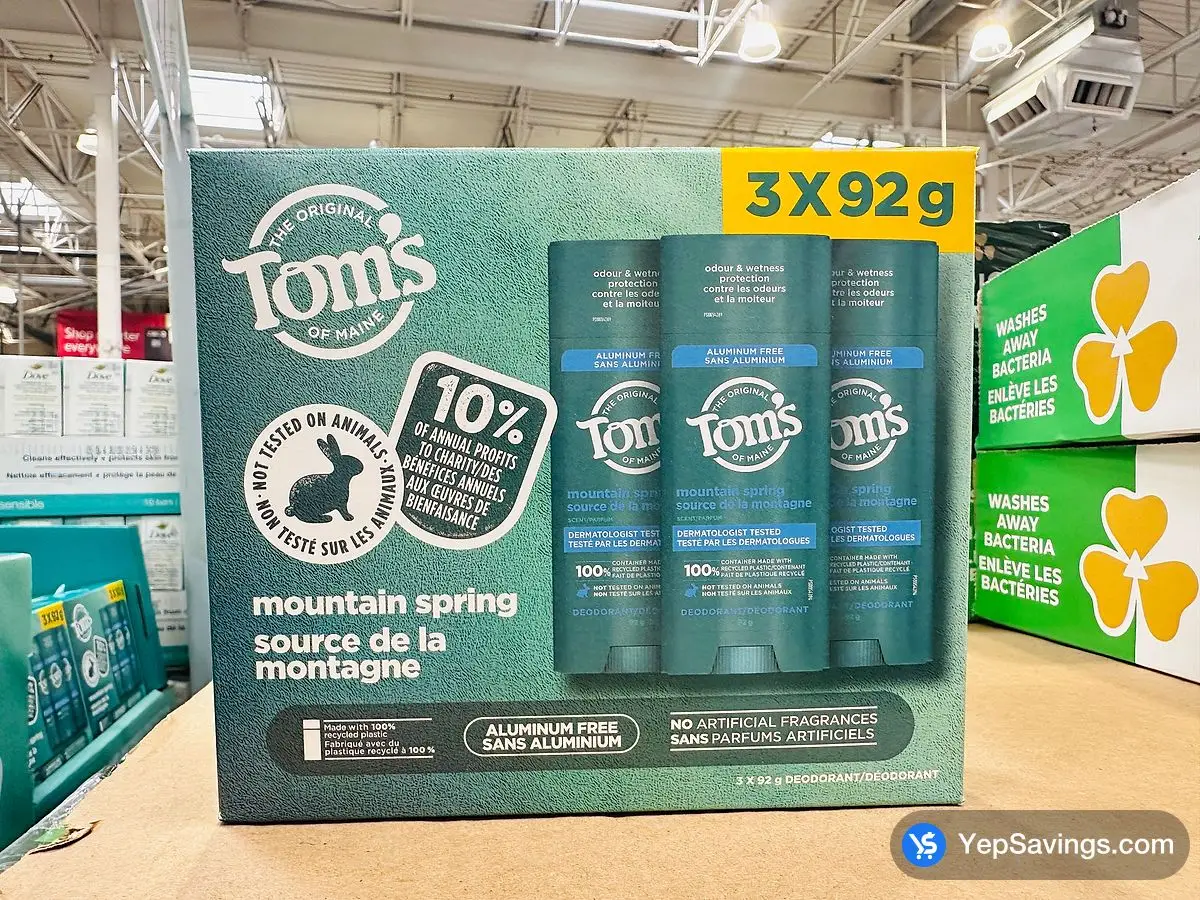 Costco TOM'S OF MAINE DEODORANT 3 x 92 g - Canada (ITM 1813661)