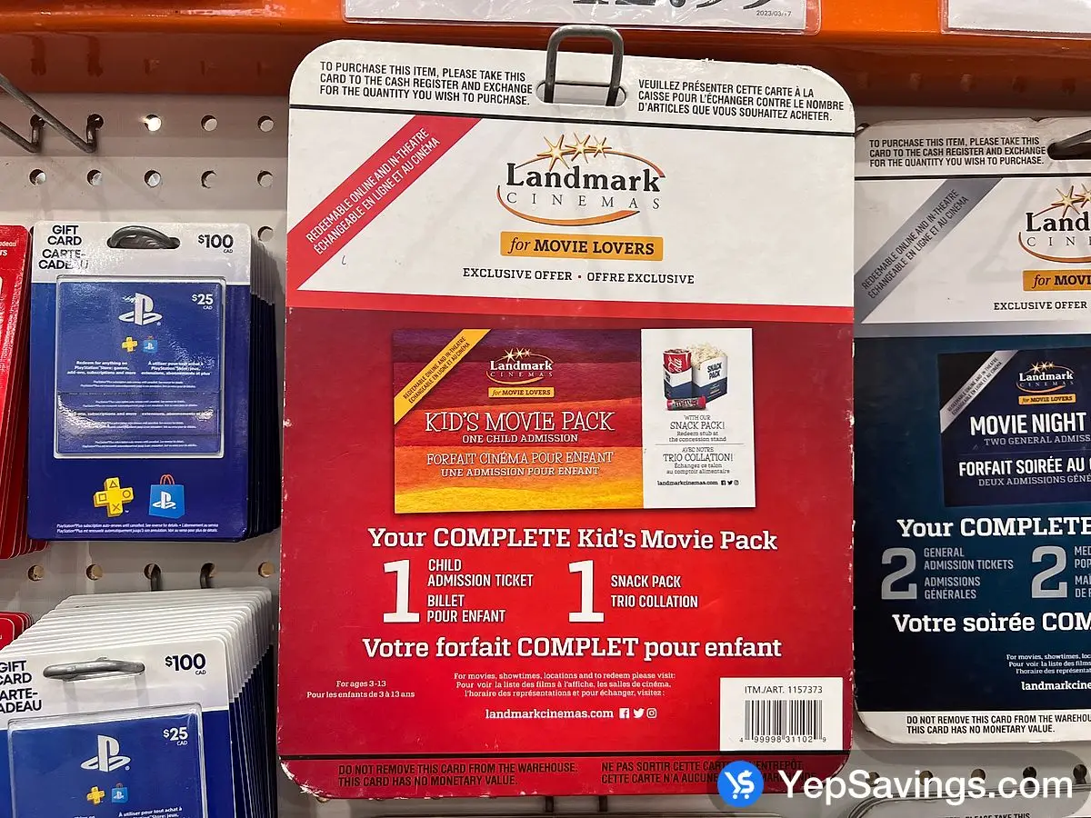 Costco LANDMARK CINEMAS KID'S MOVIE PACK ITEM IS NON-REFUNDABLE - Canada (ITM 1157373)
