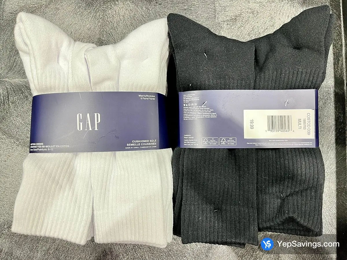 Costco GAP CREW SOCKS 8PK + MENS SIZES 6-12 - Canada (ITM 1885703)