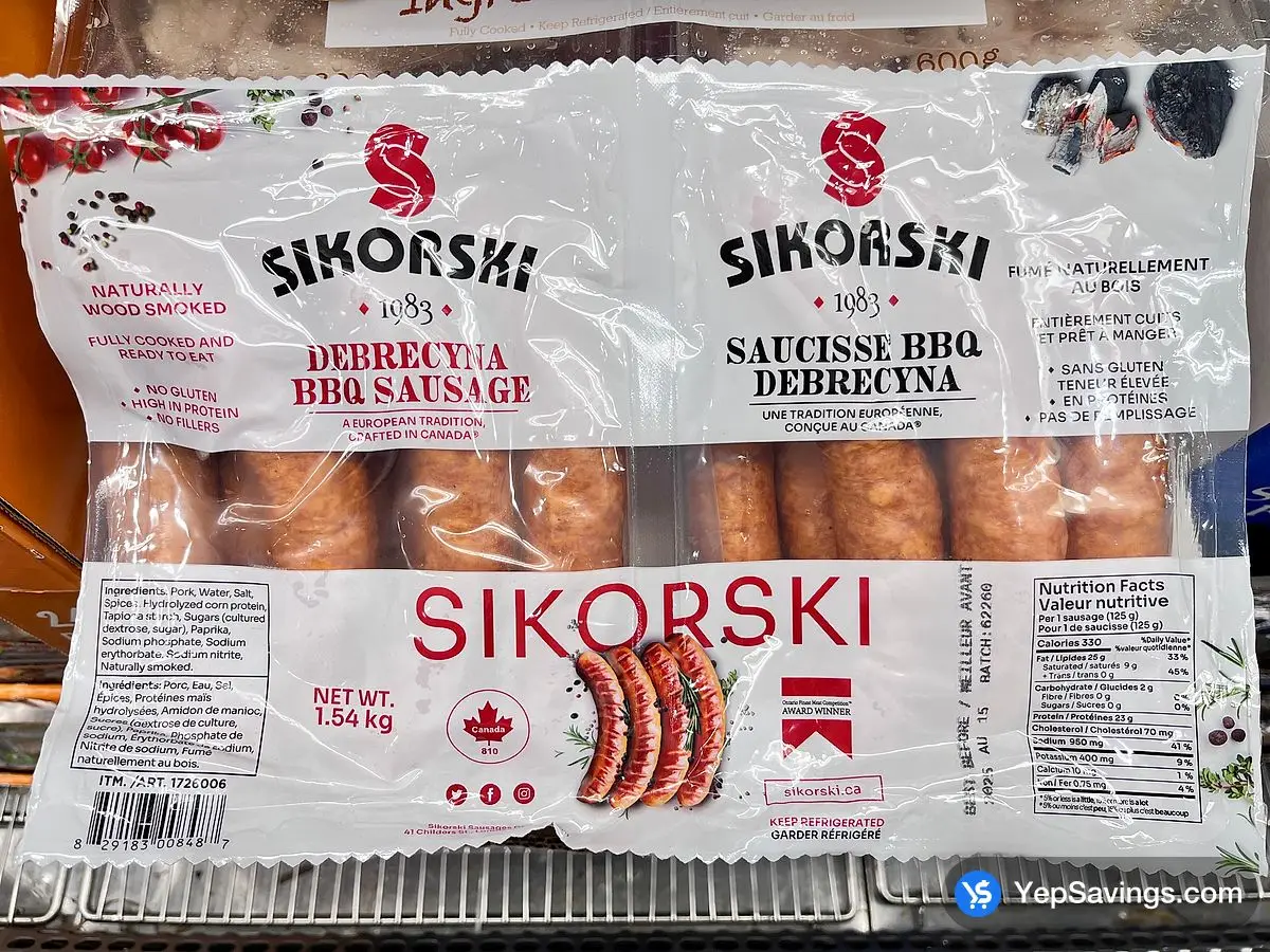 Costco SIKORSKI DEBRECYNA BBQ SAUSAGES 1.54 kg - Canada (ITM 1726006)