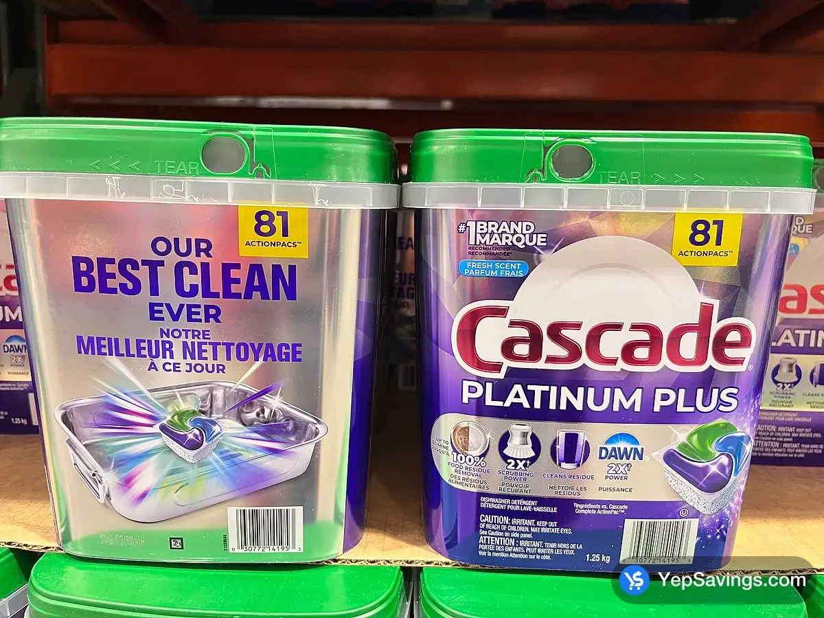 Costco CASCADE PLATINUM PLUS DISHWASHER DETERGENT PACK OF 81 - Canada (ITM 1727590)