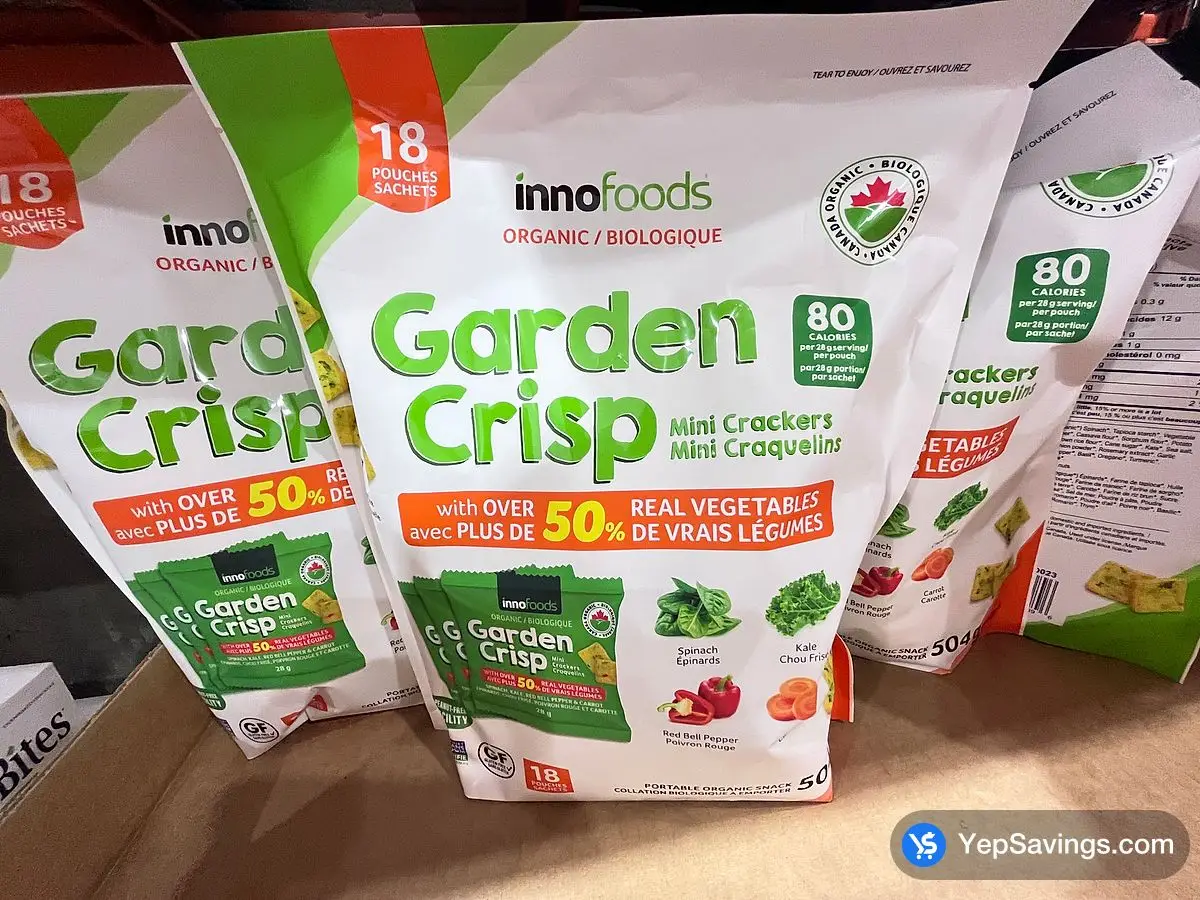 Costco INNOFOODS GARDEN CRISP VEGETABLE CRACKERS 18 x 28g - Canada (ITM 4160023)