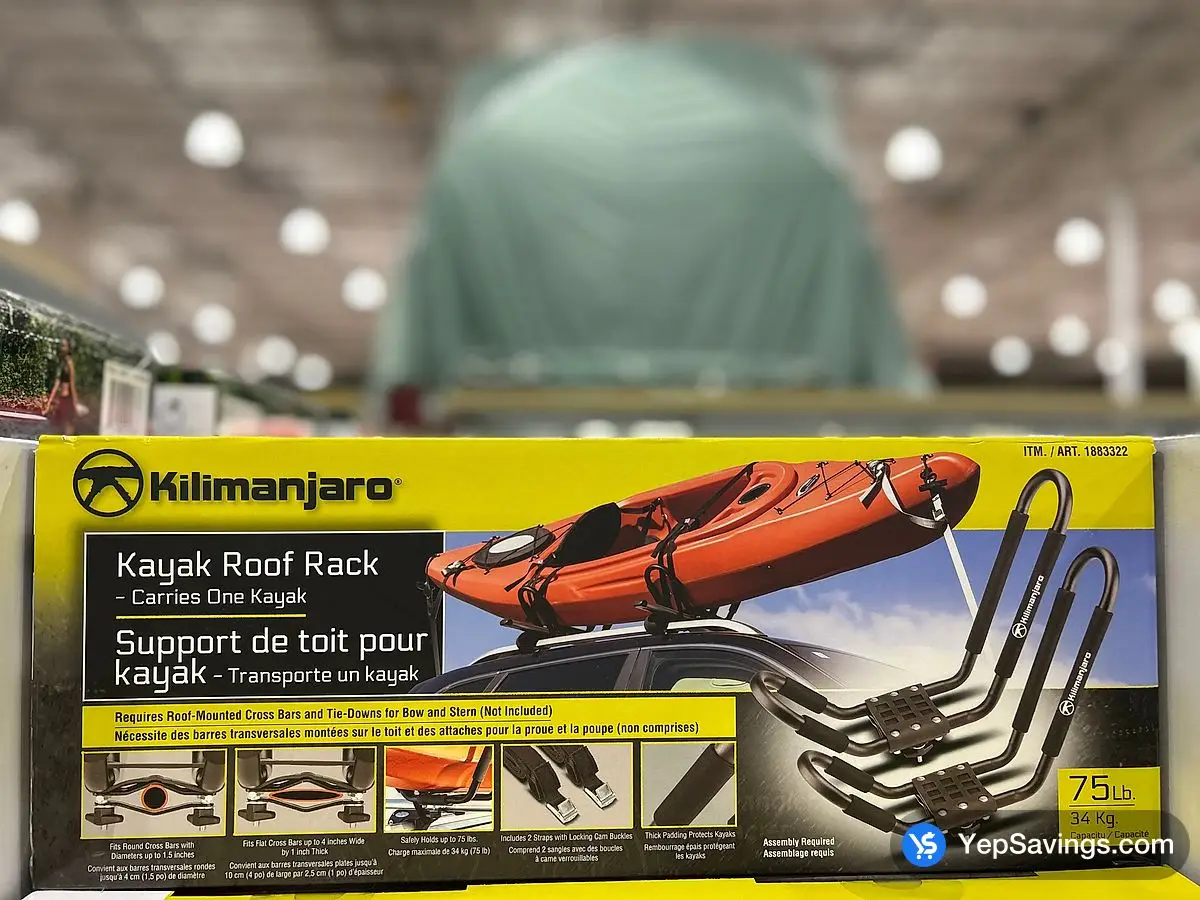 Costco KILIMANJARO KAYAK ROOF RACK J BAR STYLE CARRIER - Canada (ITM 1883322)