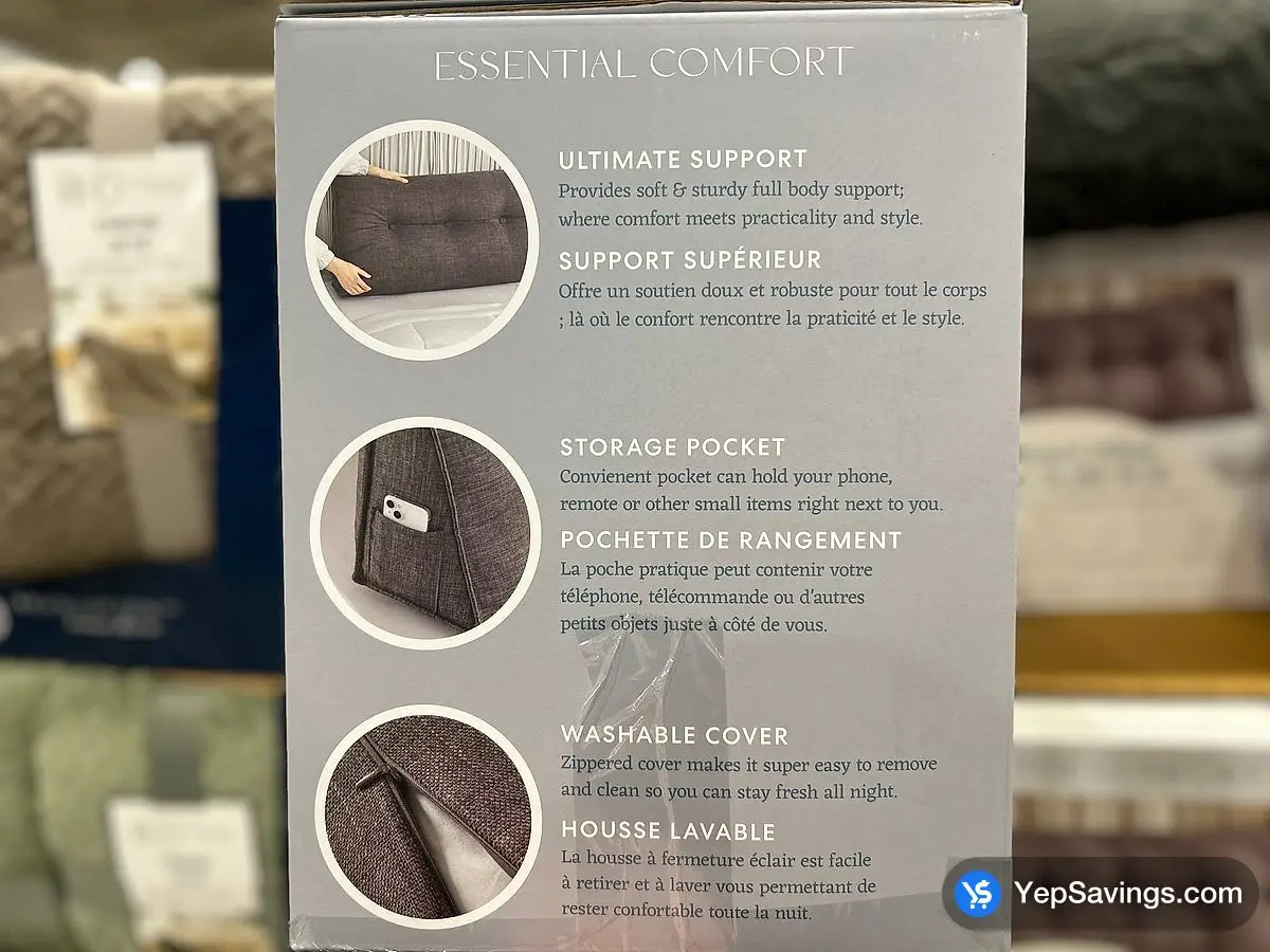 Costco ESSENTIAL COMFORT HEADBOARD PILLOW 8 " X 59 " X 20 " - Canada (ITM 1800596)