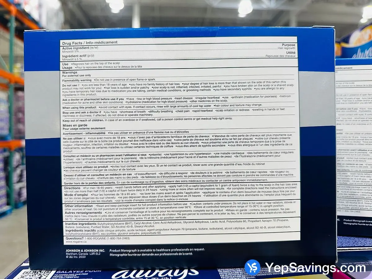 Costco ROGAINE MEN'S MINOXIDIL FOAM 5 % 6 x 60 G - Canada (ITM 1057354)