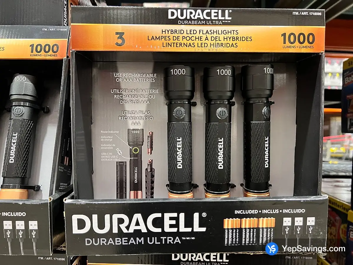 DURACELL HYBRID LED FLASHLIGHT 3 PK ITM 1718596 at Costco