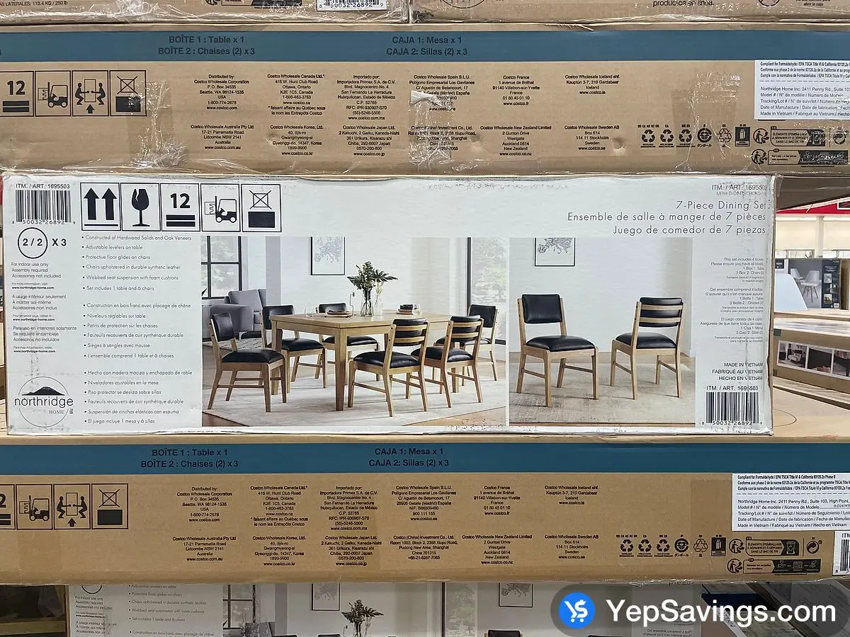 Costco NORTHRIDGE HOME 7PC DINING ROOM SET 4 BOXES - Canada (ITM 1695503)