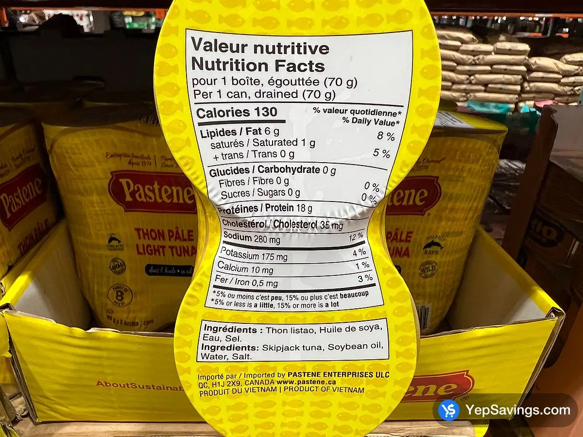 Costco PASTENE LIGHT TUNA IN OIL 8 x 99 g - Canada (ITM 331385)