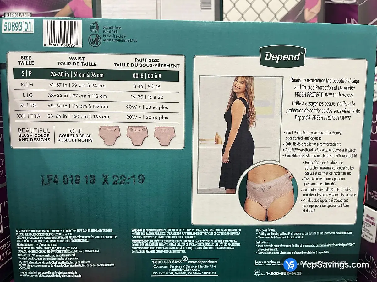 Costco DEPEND UNDERWEAR FOR WOMEN SMALL 92 COUNT - Canada (ITM 20118844)